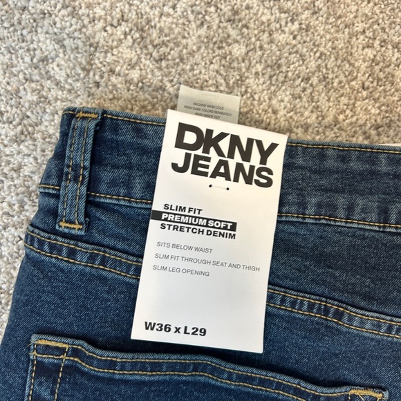 DKNY Bedford slim Men's Blue Jeans size 36x29 premium soft stretch new with tags - Picture 6 of 7